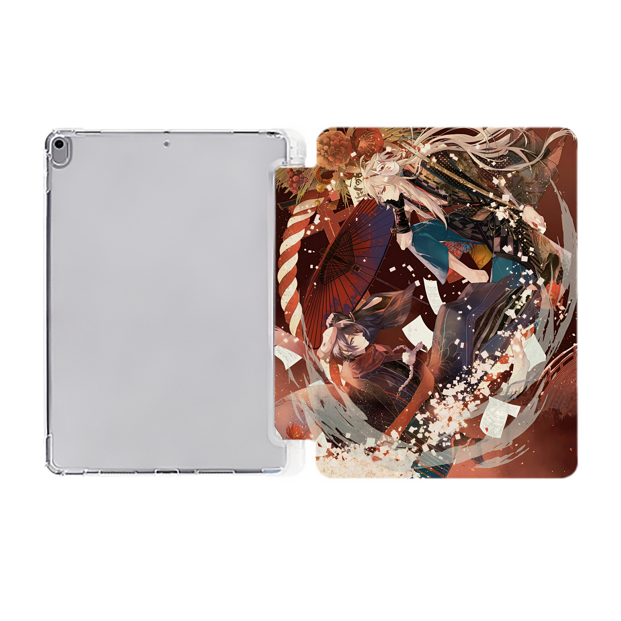 （画像用） 刀剣乱舞 Touken Ranbu IPad ケース ペン収納付き 三つ折りスタンド PUレザー×シリコン 対応機種9.5/10.5/10.9インチ